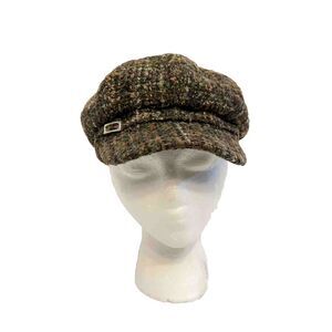 Womens Talbots Knit Newsboy Brown Green Blue Tweed Acrylic Hat One Sz Lined Cap